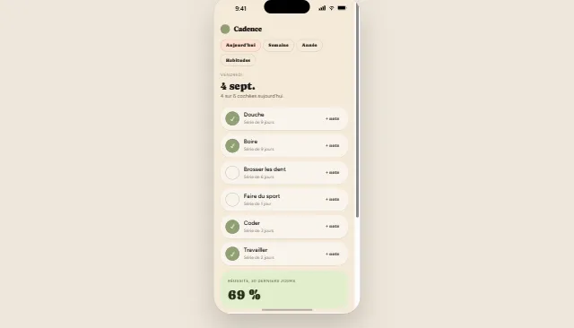 Aperçu de l'application Trak